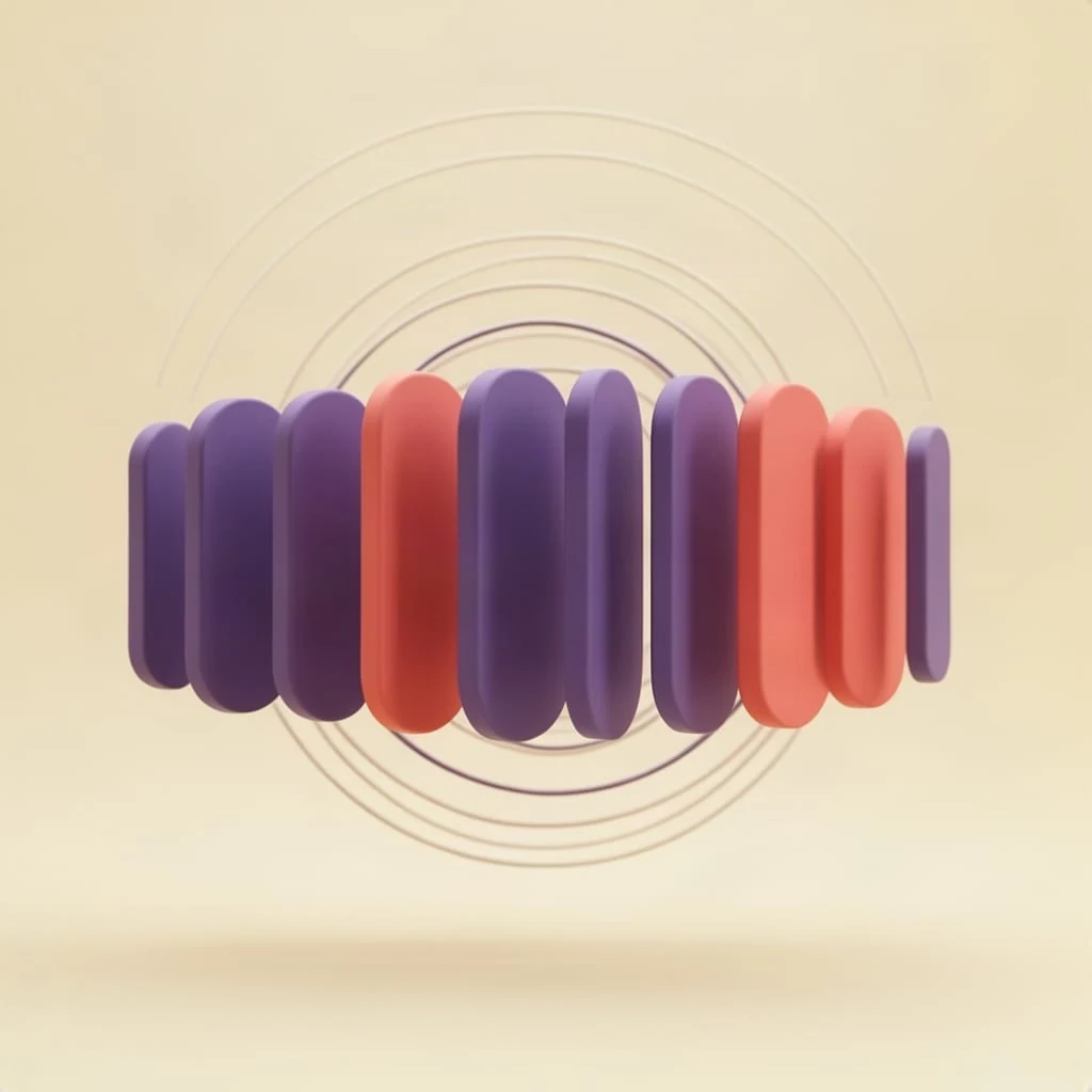 A row of purple and coral clay bars inside concentric rings